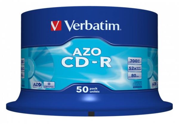 CD-R lemez, Crystal bevonat, AZO, 700MB, 52x, 50 db, hengeren VERBATIM "DataLife Plus" - Image 2