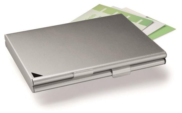 Névjegykártyatartó tárca, fém, 20 db-os, DURABLE "CARD BOX DUO", ezüst - Image 2