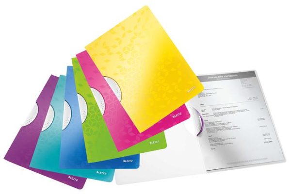 Gyorsfűző, klipes, PP, A4, LEITZ "Wow ColorClip" lila - Image 3