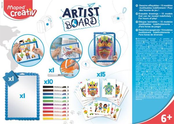 Kreatív készségfejlesztő tábla, átlátszó, törölhető, MAPED CREATIV, "Artist Board", kalandos világ - Image 3