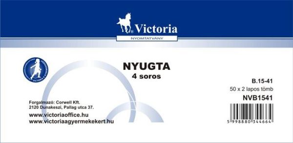 Nyomtatvány, nyugta 4 soros, 50x2, VICTORIA PAPER "B.15-41", 20 tömb/csomag - Image 2