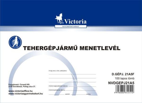 Nyomtatvány, menetlevél, tehergépjármű, 100 lap, A5, fekvő, VICTORIA PAPER, "D.GÉPJ.21.", 10 tömb/csomag - Image 2