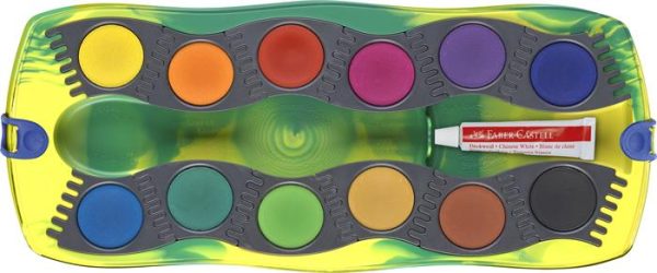 Vízfesték, 12 darabos, összeilleszthető, FABER-CASTELL "Dinoszaurusz"+1 tubus fehér tempera + dinoszaurusz matrica - Image 3