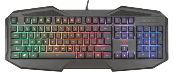 Billentyűzet, vezetékes, gaming, HUN, USB, TRUST "GXT 830-RW Avonn", fekete