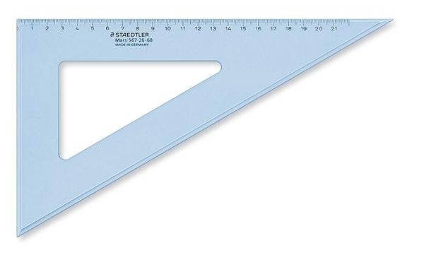 Háromszög vonalzó, műanyag, 60°, 25 cm, STAEDTLER "Mars 567", átlátszó kék - Image 2