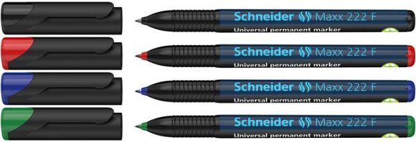 Alkoholos marker készlet, OHP, 0,7 mm, SCHNEIDER "Maxx 222 F", 4 különböző szín - Image 2