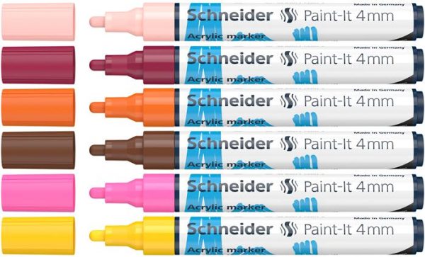 Dekormarker készlet, akril, 4 mm, SCHNEIDER "Paint-It 320", 6 különböző szín - Image 2