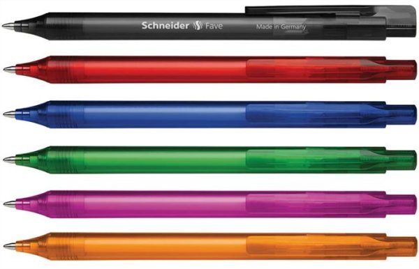Golyóstoll, 0,5 mm, nyomógombos, SCHNEIDER "Fave", vegyes színek