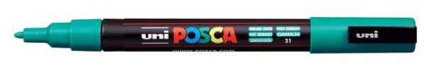 Dekormarker, 0,9-1,3 mm, UNI "Posca PC-3M", smaragdzöld - Image 2