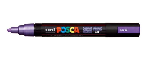 Dekormarker, 1,8-2,5 mm, UNI "Posca PC-5M", metállila - Image 2