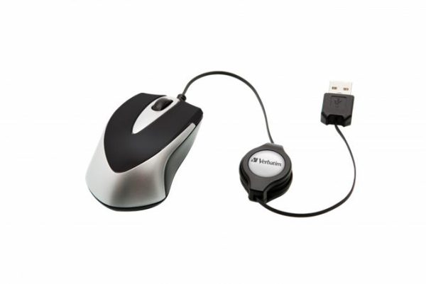Egér, vezetékes, optikai, kisméret, USB, VERBATIM "Go Mini", ezüst-fekete - Image 4