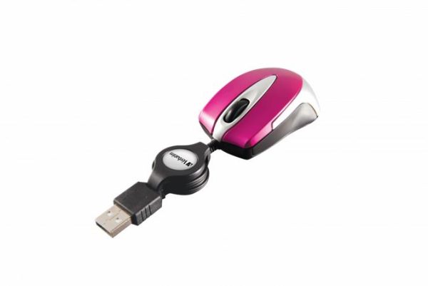Egér, vezetékes, optikai, kisméret, USB, VERBATIM "Go Mini", ezüst-ciklámen - Image 3