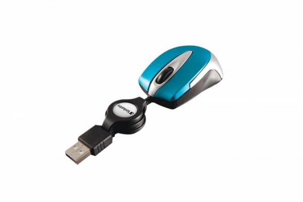 Egér, vezetékes, optikai, kisméret, USB, VERBATIM "Go Mini", ezüst-karibikék - Image 3