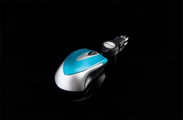 Egér, vezetékes, optikai, kisméret, USB, VERBATIM "Go Mini", ezüst-karibikék - Image 5
