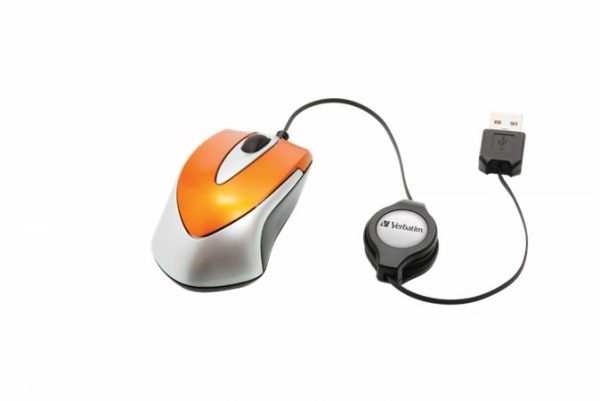 Egér, vezetékes, optikai, kisméret, USB, VERBATIM "Go Mini", ezüst-lávaszínű - Image 4